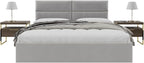 Vänt Upholstered Wall Panels - King/Cal King Size Wall Mounted Velvet Headboards - Velvet Platinum Grey - Twin/King - Set of 4 Panels (Each Individual Panel 39"x11.5")