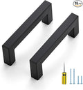 Ravinte 15 Pack Black Cabinet Pulls 3-1/2 Inch Square Cabinet Handles Matte Black Kitchen Hardware for Cabinet Drawer Pulls Come with Screwdriver