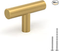LONTAN 100 Pack Gold Knobs Brushed Brass Dresser Knobs Gold Cabinet Hardware for Dresser Bathroom Metal Drawer Knobs 2in Overall Length