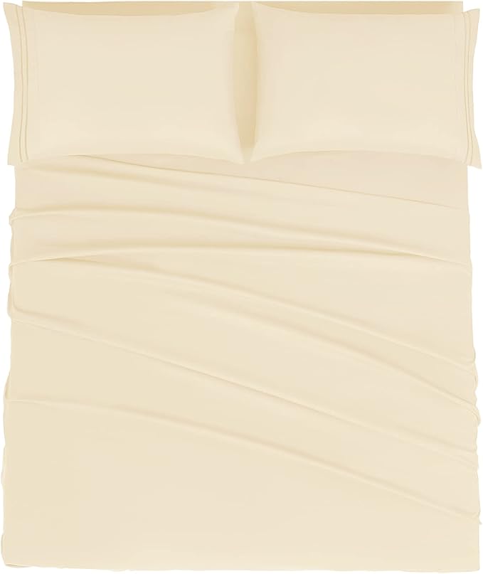 Mejoroom California King Size Sheet Set - Soft Microfiber Bed Sheets,Deep Pocket Fitted Sheet, Breathable, Wrinkle & Fade Resistant - 4 Piece (California King, Taupe)