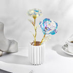 20PCS Artificial Colorful Flowers Galaxy Rose Crystal Flower Glass Rose Gifts for Wedding, Mother' s Day Memorable Days, Color A
