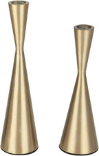 Vixdonos Brass Gold Metal Candle Holders Taper Candlestick Holders Set of 2 Table Decorative Candle Stand for Wedding, Dinning, Party,Home Decor (Gold)