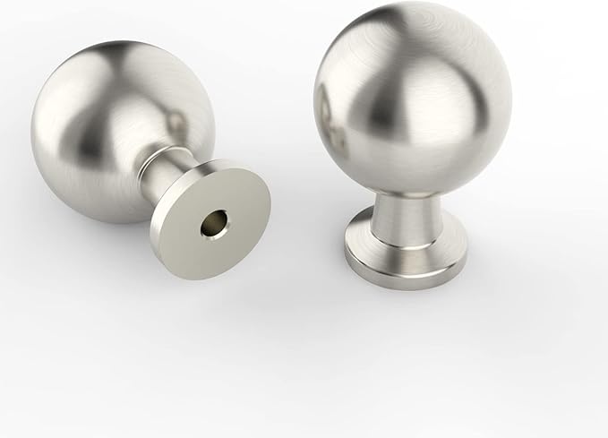 Amerdeco 10 Pack Brushed Satin Nickel Cabinet Knobs Single Hole Cabinet Pulls Round Kitchen Cabinet Knobs Solid Drawer Knobs Dresser Knobs and Pulls for Bathroom Cabinets ZH0041