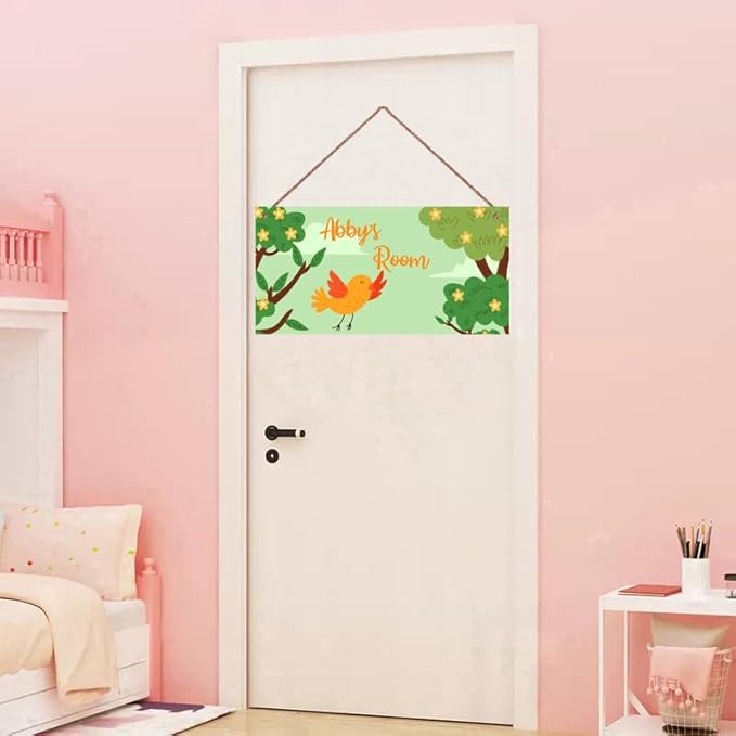 Personalized Singing Bird Little Man Cave Sign For Boys Room Bedroom Custom Name Kids Toddler Baby Nursery Door Plaque Happy Wall Art Decor for Girls Room