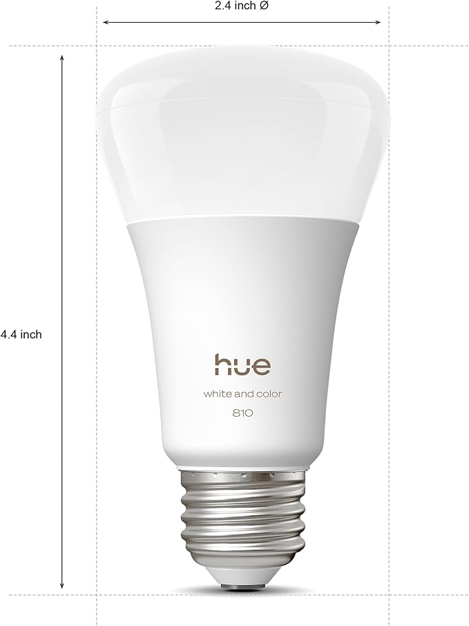 Philips Hue Smart LED A19 Bulb, White & Color Ambiance, E26 Base, 7.2W, Full Spectrum Light 1000K-20000K, 810 Lumens, Dimmable, Works with Alexa, Google,& Apple Home, 3pk