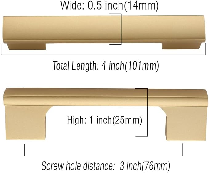 Asidrama 10 Pack 3 Inch(76mm) Brushed Gold Cabinet pulls Kitchen Cabinet Handles, Cabinet Pulls Gold Kitchen Cabinet Hardware for Cupboard Drawer Pulls