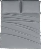 Mejoroom California King Size Sheet Set - Soft Microfiber Bed Sheets,Deep Pocket Fitted Sheet, Breathable, Wrinkle & Fade Resistant - 4 Piece (California King, Gray)