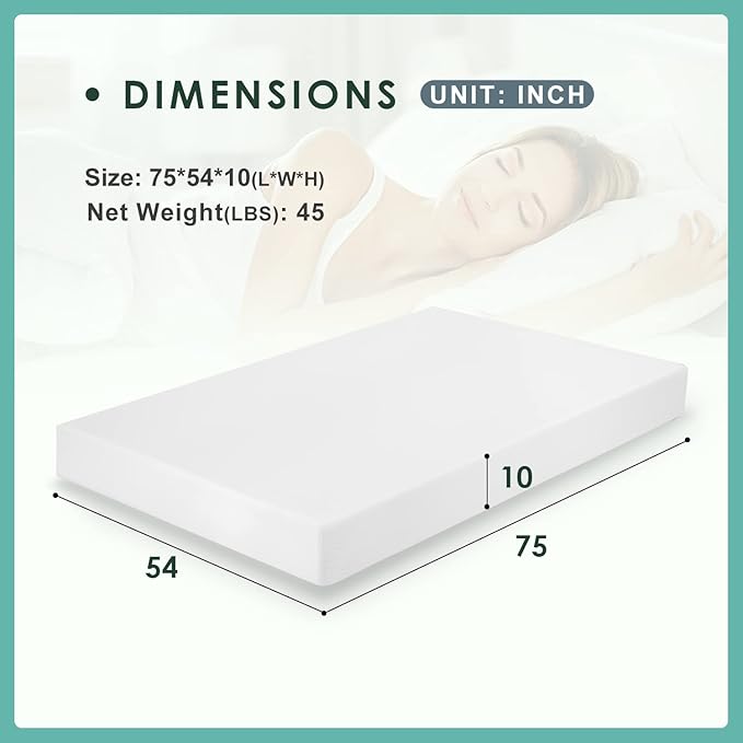 PayLessHere 10 Inch Full Gel Memory Foam Mattress Fiberglass Free/CertiPUR-US Certified/Bed-in-a-Box/Cool Sleep & Comfy Support
