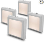 MAZ-TEK Plug in Dimmable Led Night Light with Auto Dusk to Dawn Sensor, Soft Warm White Nightlights for Hallway,Bedroom, Kids Room, Kitchen, Stairway, 4 Pack