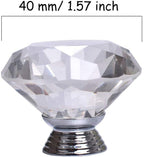 Joyhey 2 Pack 40 mm Diamond Shaped Glass Crystal Knobs with 3 Size Screws for Cabinet, Drawer, Cupboard, Dresser