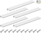 uxcell Cabinet Finger Edge Pull, 5pcs 250mm / 9.84" Aluminum Alloy Back Mount Hidden Cabinet Pulls Concealed Handle for Home Kitchen Drawer Cabinet, Silver