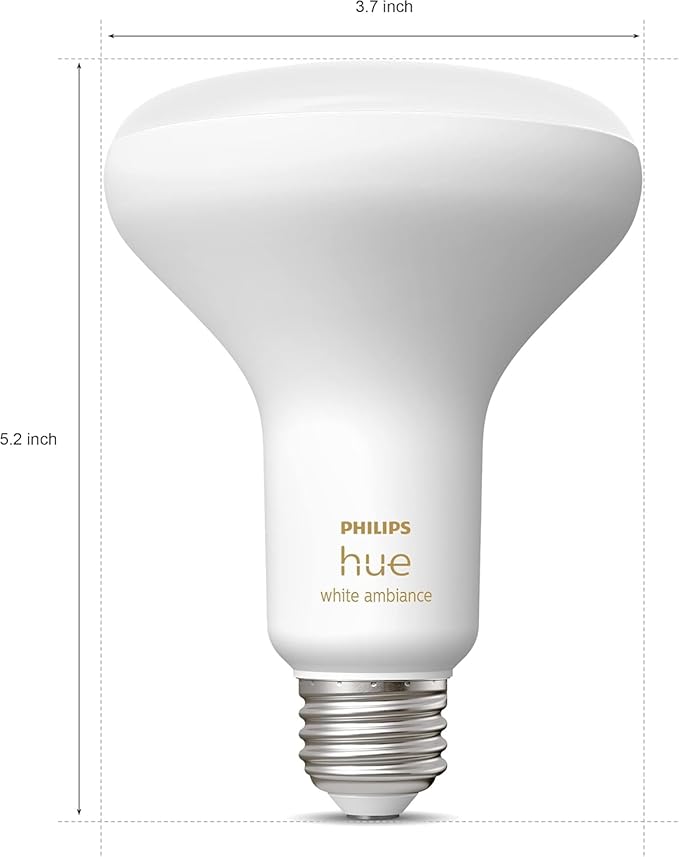 Philips Hue White Ambiance BR30 LED Smart Bulbs (Bluetooth Compatible), Compatible with Alexa, Google Assistant, and Apple HomeKit, 2-Pack