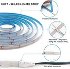 LED Strip Lights Battery Operated, 9.8ft 90 LED Strip Lights with Remote Controller Timer Dimmable, Waterproof Flexible Lights Strip for Indoor Outdoor TV Table Bedroom Boat Kitchen (Blue)