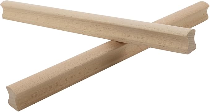 2Pcs Unfinished Beech Wood Solid Furniture Pulls,Unpainted Paintable Wooden Cupboard Closet Drawer Handle Pull,Length 11.81",Hole Dis.8.82"
