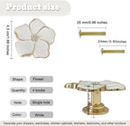 4 pcs Flower Petal Knobs,Creative Silver Flower Drawer Pulls Handles with Screws Single Hole Handle for Cabinet, Dressing ，Home Decor Handles (White)
