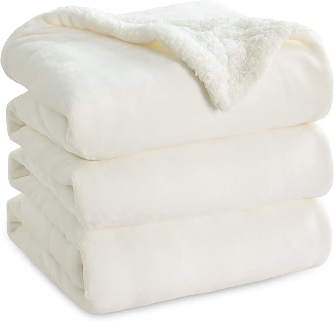 Bedsure GentleSoft Sherpa Fleece Blankets King Size for Bed - Thick and Warm Throw for Women and Men, Soft Fuzzy Plush King Blanket for Winter, Cream, 108x90 Inches