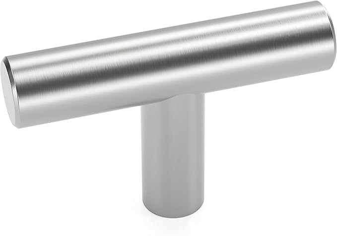 LONTAN 50 Pack Kitchen Cabinet Knobs Brushed Nickel Drawer Knobs LS201BSS Cupboard Knobs Single Hole T Bar Knobs Cabinet Hardware 2in Overall Length