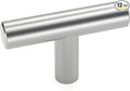 LONTAN Cabinet Knobs Brushed Nickel Bathroom Dresser Knobs - LS201BSS Euro Kitchen Cabinet T Bar Drawer Pulls Round Hardware for Drawer, Single Hole, Pack of 12
