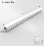 Under Cabinet Lighting Plug in, 24 Inch 1 Pc, Linkable AC120V 3CCT 3000K/4000K/5000K Ultra Slim, LED Under Cabinet Lights for Counter Light, Kitchen, Shelf, Sink, Workshop, Desk, White