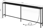 78.7" Console Table with Power Outlet, Narrow Sofa Table, Industrial Entryway Table with USB Ports, Behind Couch for Entryway, Hallway, Foyer, Living Room, Black CTBK20E01