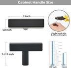 1 Pack Black Cabinet Knobs - Sqaure Bar Cabinet Pulls Matte Black Knobs for Kitchen Drawer Stainless Steel Dresser Pulls for Kitchen Hardware 2in Length Single Hole
