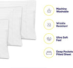 Dobby Stripe Queen Sheets - 6 Piece 1500 Supreme Collection Fine Brushed Microfiber Deep Pocket Queen Sheet Set Bedding - 2 Extra Pillow Cases, Great Value, Queen, Dobby White