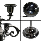 Black Candelabra Candle Holders for Pillar Candles 10.6 inch Tall, 5 Candle Candlestick Holder for 1/2-1 inch Taper Candles Halloween Candelabra Decoration Easy Assembly (Black)