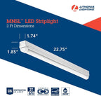 Lithonia Lighting 2ft Light Fixture, LED Strip Light, 120V, 4000K Cool White Light, 2-Foot, 1-Light, White (MNSL L23 1LL 120V 40K 80CRI M6)