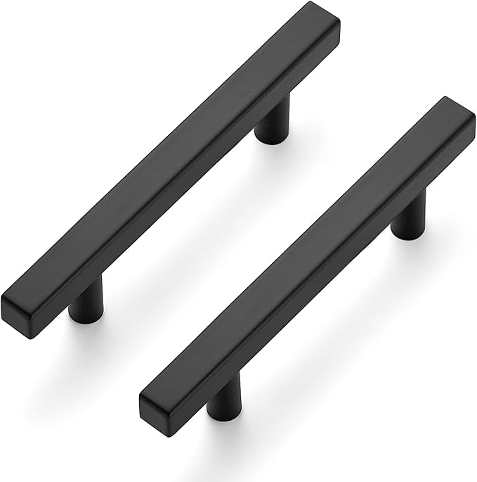 Ravinte Black Cabinet Handles 5 Pack 3-3/4 inch Matte Black Square Cabinet Pulls Kitchen Hardware 6 inch Overall Length Kitchen Drawer Pulls