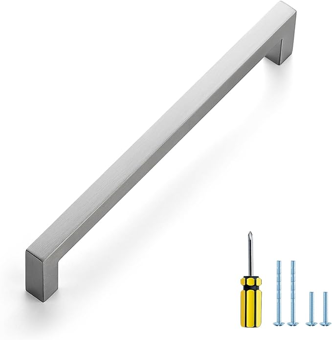 Ravinte 1 Pack Brushed Nickel Kitchen Cabinet Handles 7-1/2 Inch Cabinet Pulls Square Kitchen Hardware for Cabinet Drawer Pulls Drawer Handles Come with Screwdriver