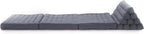 Leewadee - Comfortable Japanese Floor Mattress - Thai Floor Bed with Triangle Cushion - Futon Mattress - Thai Massage Mat, 67 x 21 inches, Anthracite, Kapok Filling