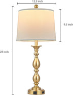 28" Tall Modern Table Lamps Set of 2 with USB A+C Ports and AC Outlet, 3 Way Touch Metal Bedside Lamps for Bedroom, Gold Farmhouse Nightstand Lamps for Living Room