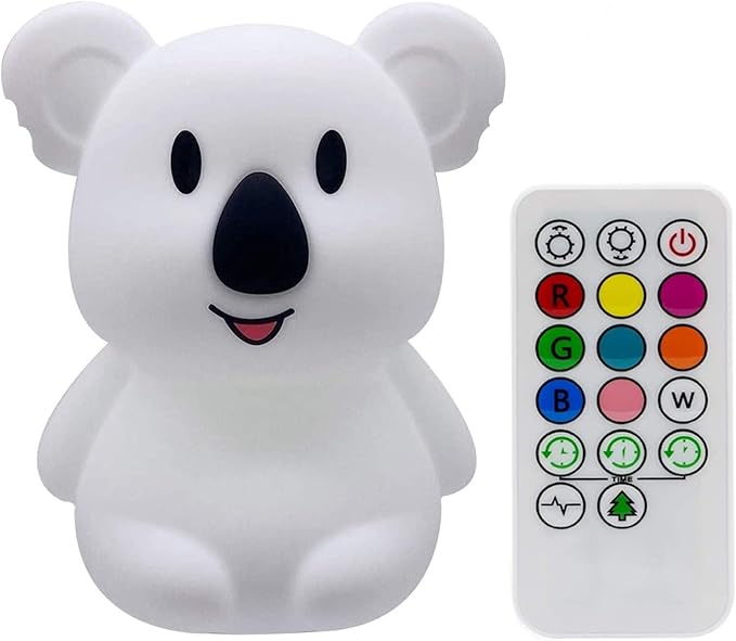 Big Size Night Light, Child Night Light, Bedside Lamp for Kids, Multicolor Light with Remote Control, Break Resistant, Eye Caring, Adjustable Brightness & Color, Timing Function - Large Koala