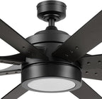 Honeywell Ceiling Fans Xerxes, 62 Inch Modern Indoor Ceiling Fan with Lights and Remote Control, Color Changing LED, 8 Dual Finish Blades, Reversible Motor - 51904-01 (Black)