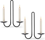 Wall Candle Holder Set of Two, Metal Black Candle Sconces Wall Decor, Hanging Candle Holder Fits Taper Candle/LED Tea Lights, Wedding Housewarming Gifts for Farmhouse Living Room Fireplace