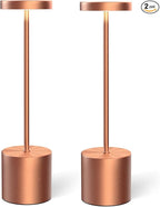 Cordless Table Lamp – 2 Pack Rechargeable Table Lamps, 5000mAh Battery Operated Lamp with 3-Color Dimmable Light, Outdoor Table Lamp for Bedroom, Restaurant, Patio, Home Décor (Rose Gold)