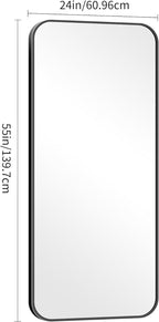 24" x 55"Bathroom Mirror, Matte Black Wall Mirror with Metal Frame, Decorative Rectangular Vanity Mirror for Bedroom Bathroom Living Room Entryway (Horizontal/Vertical)