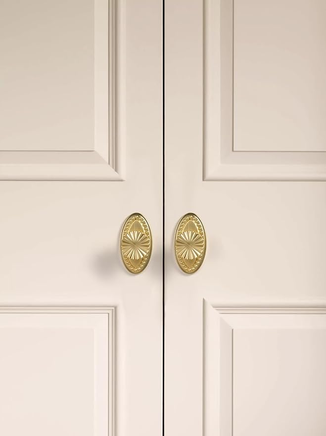 2 Pack Brushed Gold Cabinet Knobs with Base Brass Flat Drawer Pulls Kitchen Cupboard Bathroom Dresser Cabinet Hardware Handles Zinc Alloy