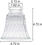 Ceiling Fan Light Covers, Clear Hammered Style Bell Glass Shade, Lighting Replacement Glass Shade Standard 2-1/8" Fitter Size, Perfect Ceiling Fan Globes Replacement Glass Accessories, Pack of 4