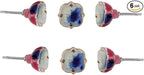 Perilla Home Set of 6 Blue Bell knob (Ceramic and 24 K Gold) Decorative Bell Knobs for Home Kitchen Cabinet Hardware Cupboard Door Dresser Wardrobe Drawer Pulls (Blue and Pink)