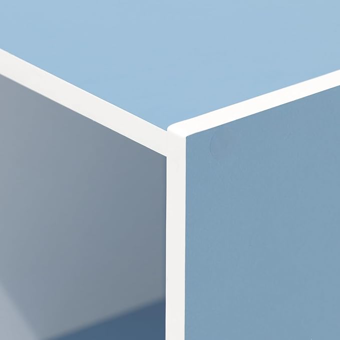 Furinno LUDER Book Shelf, 3-Cube Bookshelf, Bookcase, 9.3" x 12" x 31.5", for Living Room, Bedroom, Home Office, White/Light Blue