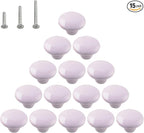 HUAMULAN 15PCS Glossy Ceramic Knobs Button Round Mushroom Cabinet Dresser Vintage Pulls Door Handles Cupboard Wardrobe Drawer, Dia. 1.5 inch 38mm, Light Purple