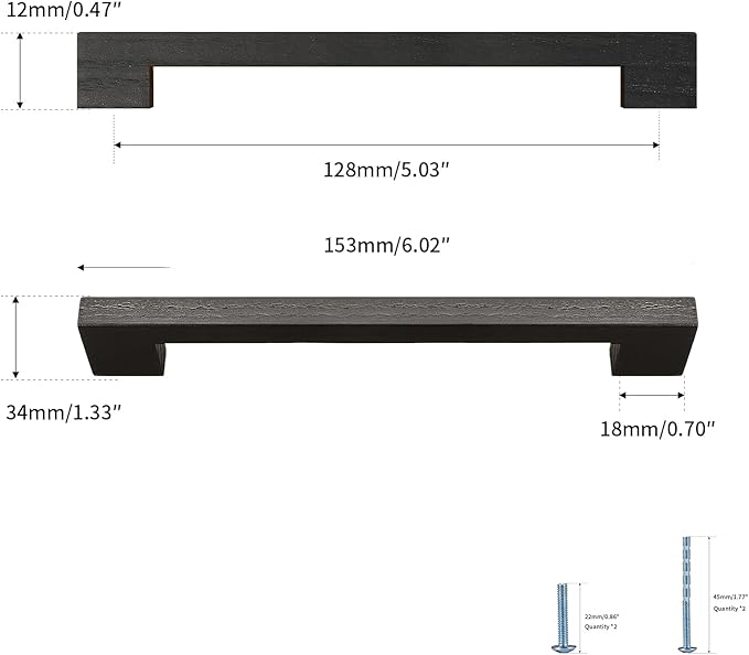 Black Square 5 in 10 pcs Wooden Drawer Pulls Handle pulls for cabinets Kitchen Cabinet Drawer pulls Cabinet Door Pull