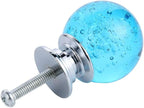 IEIK10 PCS Crystal Cabinet Knobs Azure Blue Round Glass Bubbles Knobs Smooth Drawer Pulls Handle for Home, Cabinet, Drawer and Dresser with 3 Different Size Screws, 30MM (Aqua Blue)