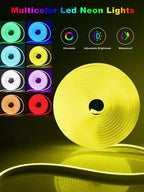 48ft RGB LED Neon Rope Lights with App, Remote Control, IP65 Waterproof Neon Light Strip Outdoor Indoor, DIY Design Flexible Led Strip Lights for Bedroom Essentials, Gaming Accessories