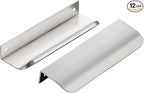 Ravinte Hardware 12 Pack Silver Cabinet Handles, 5 Inch (128mm) Finger Edge Pulls, 4 Inch Hole Center, Finger Pulls for Cabinets