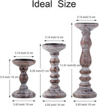 Wood Pillar Candle Holder: 3Pcs Rustic Candle Holders for Pillar Candles Wood Candle Holders Distressed Wooden Farmhouse Large Candle Holder for Fireplace Table (Brown, 6", 8", 12")