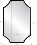 Kelly Miller 20"x28" Scalloped Black Bathroom Mirror for Wall Mount, Home Mirror