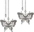 Ceiling Fan Pull Chain 12 inch Pull Chain Extension Fan Chain Extender Ceiling Fan Pulls Ornament with Ball Fan Chain Connector for Lighting Fans, 2 PACK (BUTTERFLY)