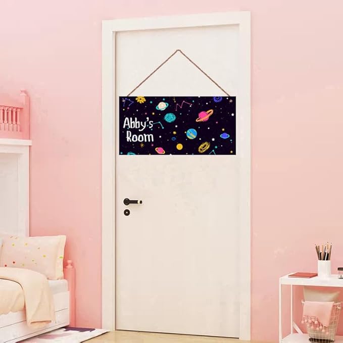 Personalized Sign Outer Space Theme Art Décor For Kids Room Custom Name Universe Star Door Wall Decor For Little Man Cave, Starry Sky Nursery Art Plate For Boys Room Girls Bedroom